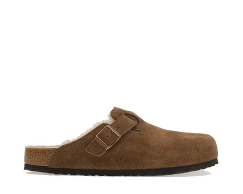 Birkenstock Boston Shearling Suede Leather "Dark Tea"