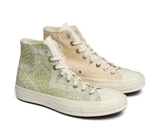 Converse Chuck 70 Hi Egret Vitality Green vista lateral — lona bicolor pastel
