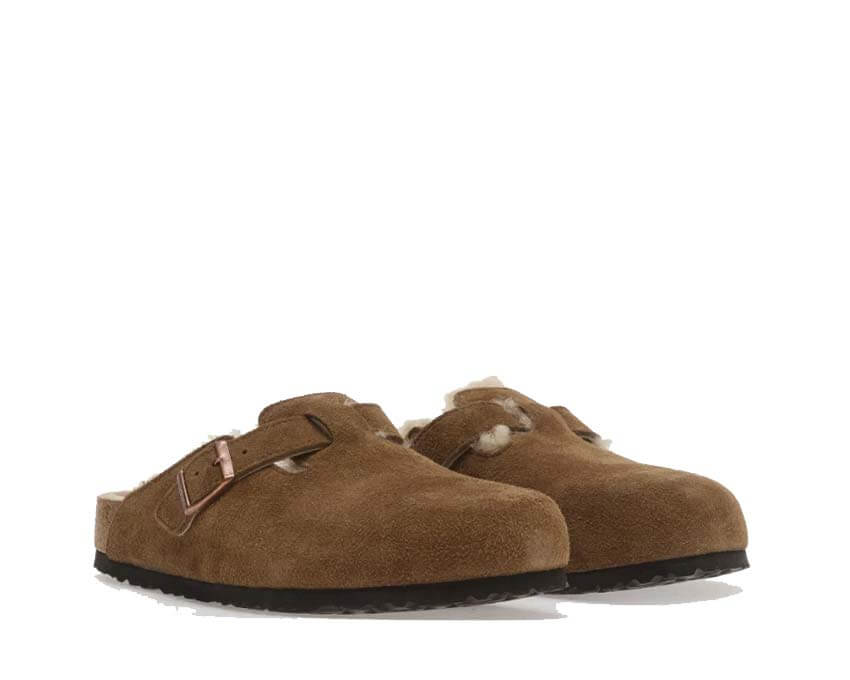 Birkenstock Boston Shearling Suede Leather "Dark Tea"