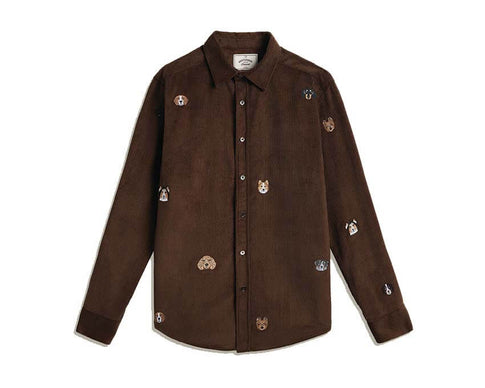 Portuguese Flannel Lobo Brown Embroidery