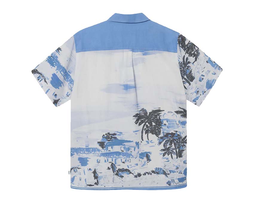 Les Deux Coastal AOP SS Shirt Washed Denim Blue LDM401079