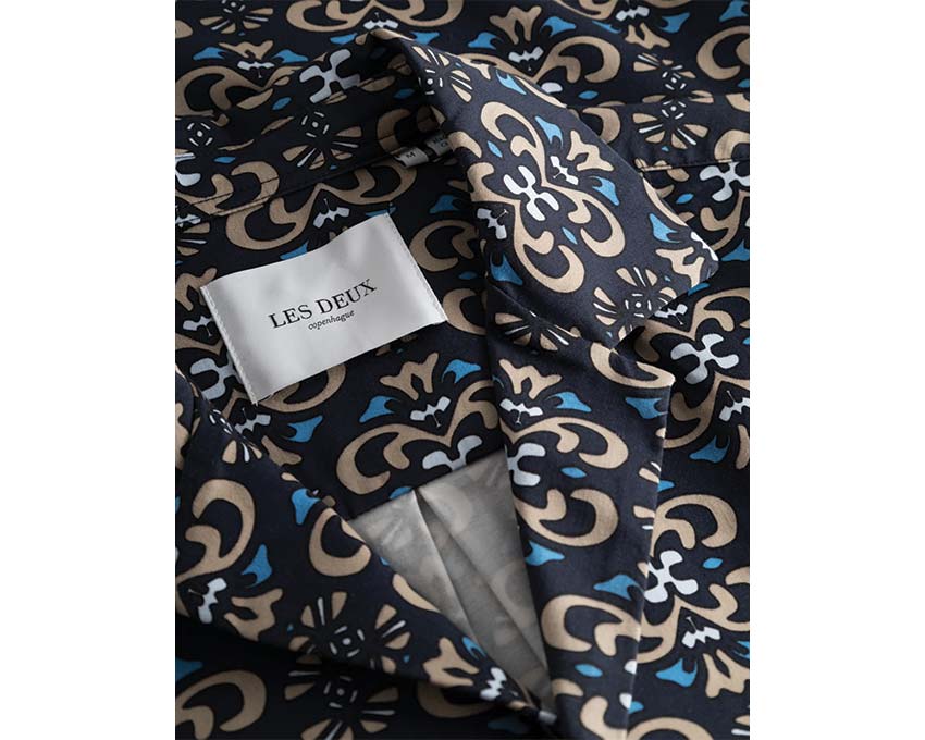 Les Deux Hendrix AOP SS Shirt Dark Navy LDM401080