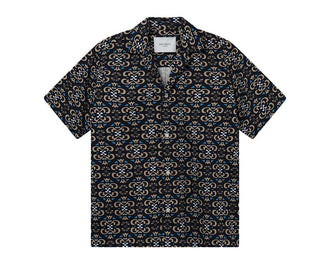 Les Deux Hendrix AOP SS Shirt Dark Navy — camisa hombre AOP marino estampado