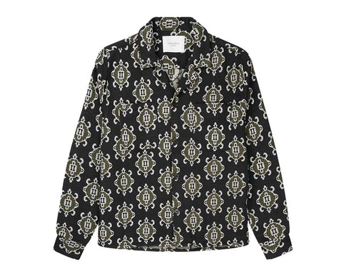 Les Deux Isaac Jacquard Overshirt Black / Olive Night 430001