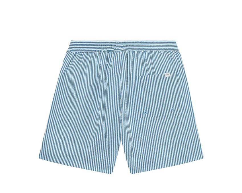 Les Deux Stan Stripe Seersucker Swim Shorts Washed Denim