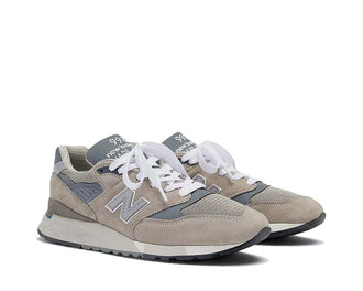 vista lateral — New Balance 998 gris cuero ante Made in USA