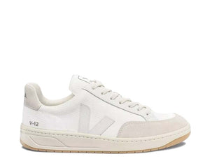 Veja V-12 White/Natural — Damen-Sneaker umweltfreundliches Mesh