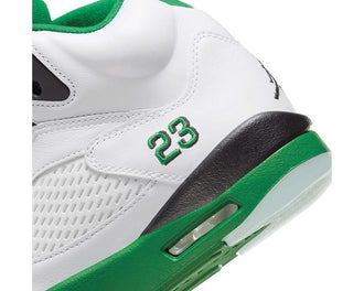 Jordan Air Jordan 5 Retro W Lucky Green vista laterale — mesh e pelle bianca