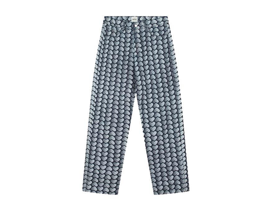 Arte Jean Allover Heart Pants Washed Denim AW22-064P