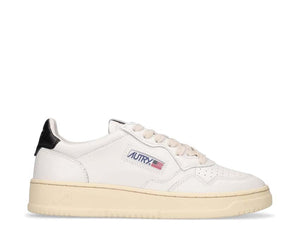 Autry Medalist Low White Black — men's bicolor white black leather premium sneakers