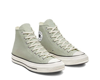 Converse Chuck 70 Hi Summit Sage vista lateral — lona suave color natural y suave