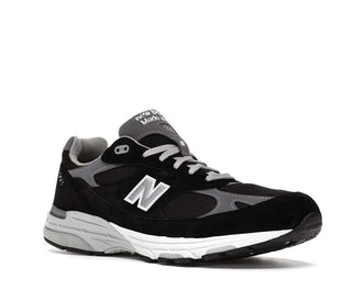 New Balance 993 Made in USA Black vista lateral — silueta running premium mujer
