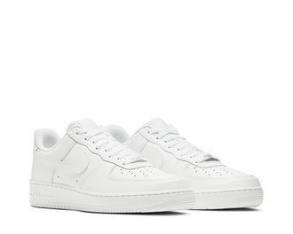 Nike Air Force 1 '07 White vista lateral — parte superior cuero grano completo blanco
