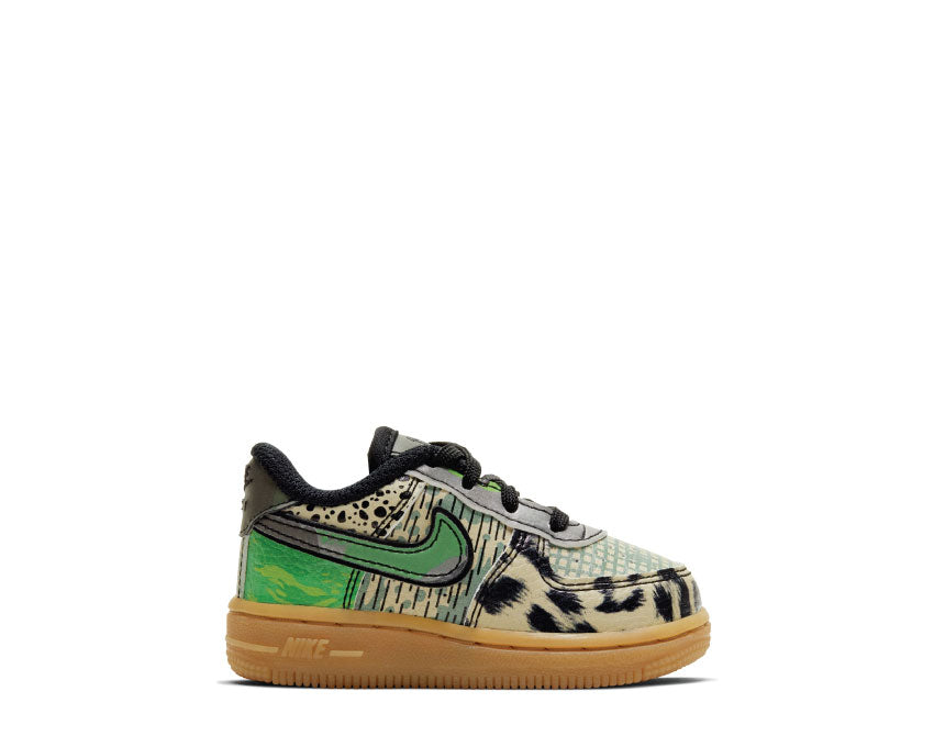 Nike Air Force 1 AS QS TD Black / Green Spark - Gum Light Brown CV2417-002