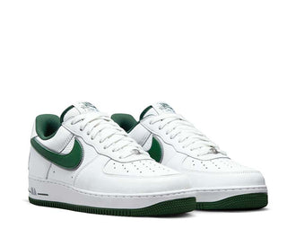 Nike Air Force 1 Low White Deep Forest vista lateral — cuero liso AF1